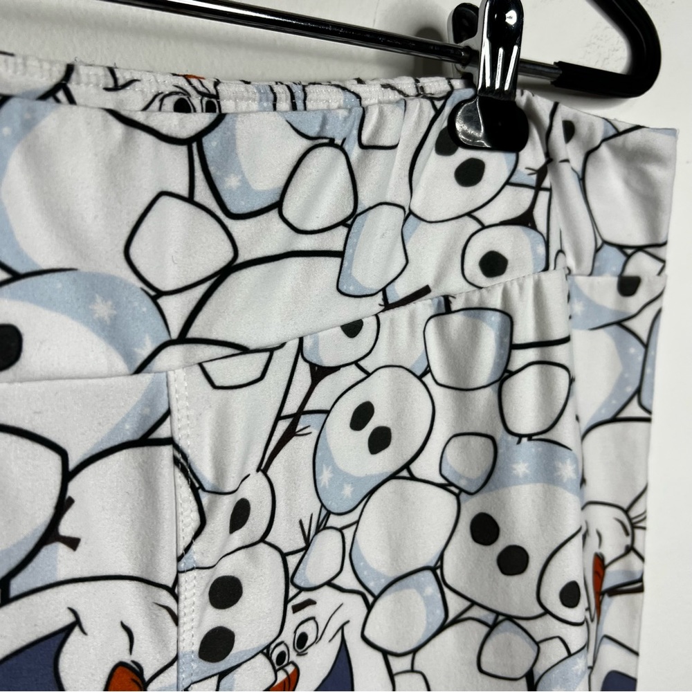 Disney Parks Olaf Print Frozen Snowman Leggings Size XL White Blue